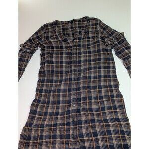 Madewell Plaid Ruffle Sleeve Button Down Shirt dress Size Small